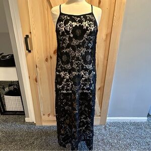 Boohoo Black Lace Overlay Dress